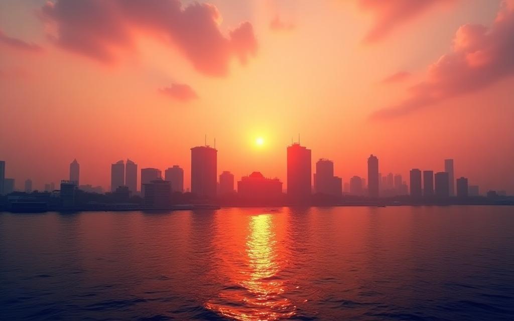 Mumbai skyline during sunset